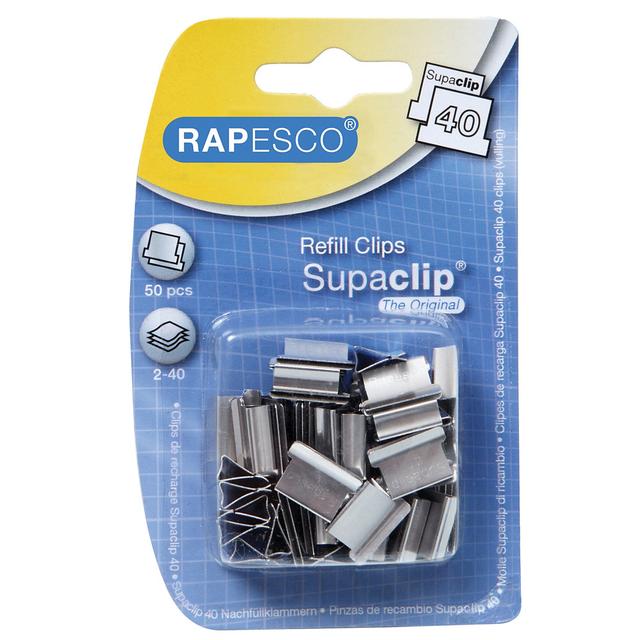 50 pinces de recharge Supaclip 40 Rapesco en acier inoxydable, le paquet on Productcaster.