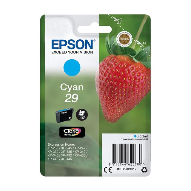 Inktcartridge Epson 29 C « Aardbei » cyaan voor inkjet printers on Productcaster.