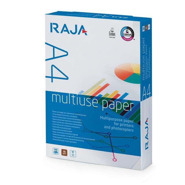 Papier blanc Raja multiuse A4 80g, 5 ramettes de 500 feuilles on Productcaster.