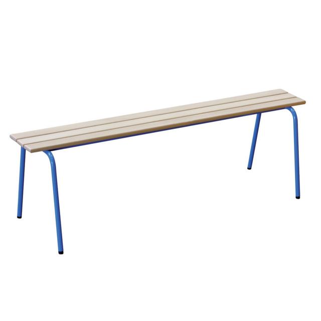 Banc scolaire sans dossier 160 cm pieds bleus on Productcaster.