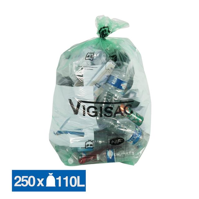 Sacs poubelle déchets courants Vigisac transparents 110 L, lot de 250 on Productcaster.