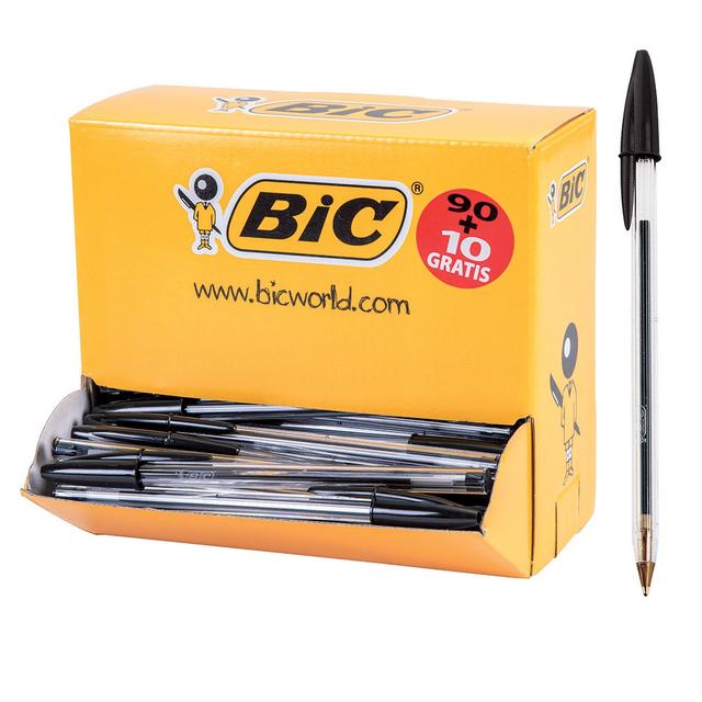 Ack 90 + 10 balpennen Bic Cristal Medium Zwart on Productcaster.