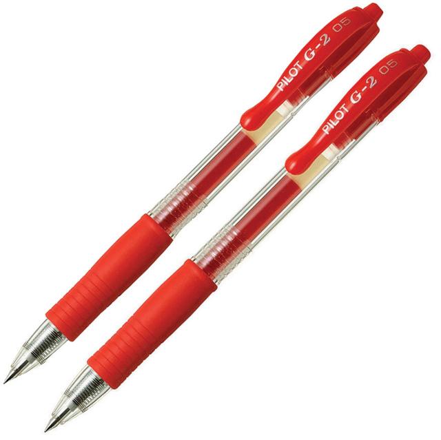 2 balpennen Pilot G2-05 kleur rood on Productcaster.