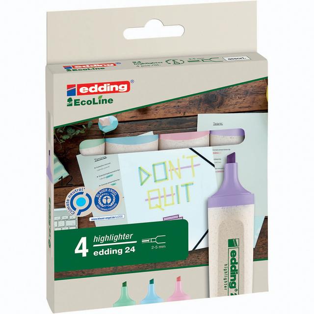 Surligneurs rechargeables Edding 24 Ecoline pastel, assortiment de 4 on Productcaster.