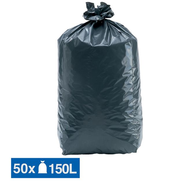 Sacs poubelle déchets lourds Tradition qualité super épaisse gris 150 L, lot de 50 on Productcaster.