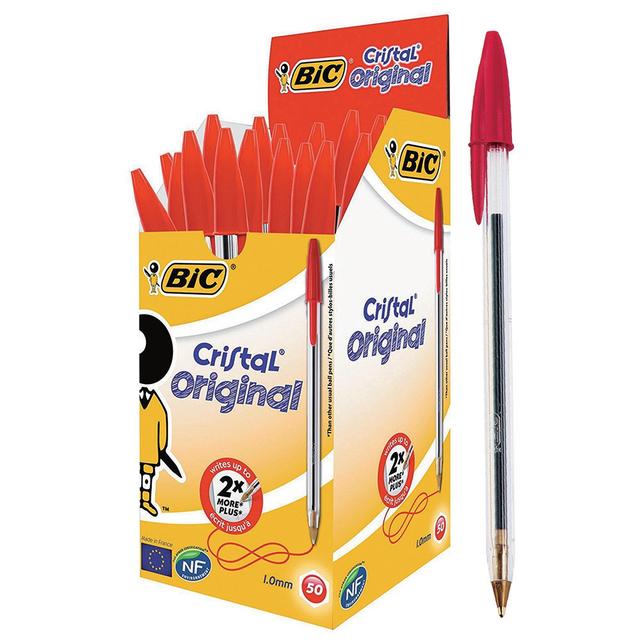 50 balpennen Bic Cristal kleur rood on Productcaster.