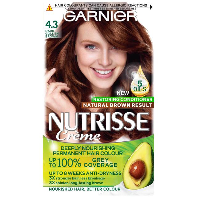 Garnier Nutrisse Permanent Hair Dye (Various Shades) - 4.3 Dark Golden Brown (Davina's Shade) on Productcaster.