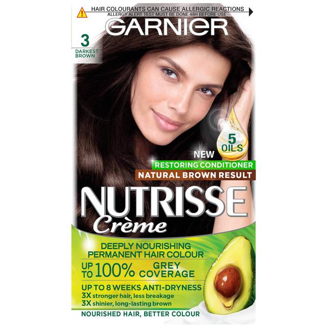 Garnier Nutrisse Permanent Hair Dye (Various Shades) - 3 Darkest Brown on Productcaster.