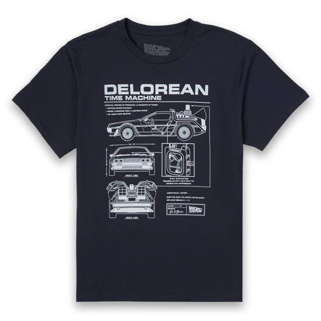 Back To The Future DeLorean Schematic T-Shirt - Navy - XXL on Productcaster.