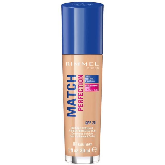 Rimmel London SPF 20 Match Perfection Foundation 30ml (Various Shades) - Fair Ivory on Productcaster.