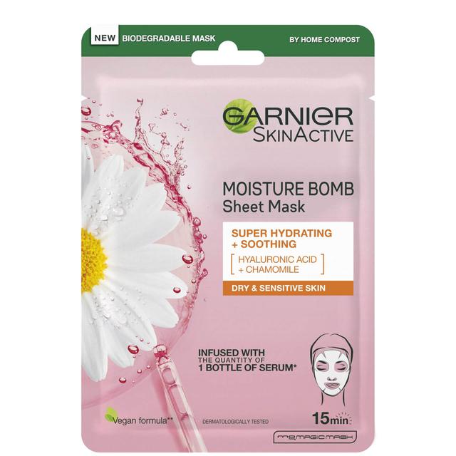 Garnier Moisture Bomb Camomile Hydrating Face Sheet Mask for Dry and Sensitive Skin 28g on Productcaster.