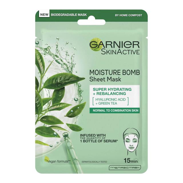 Garnier Moisture Bomb Green Tea Hydrating Face Sheet Mask for Combination Skin 32g on Productcaster.