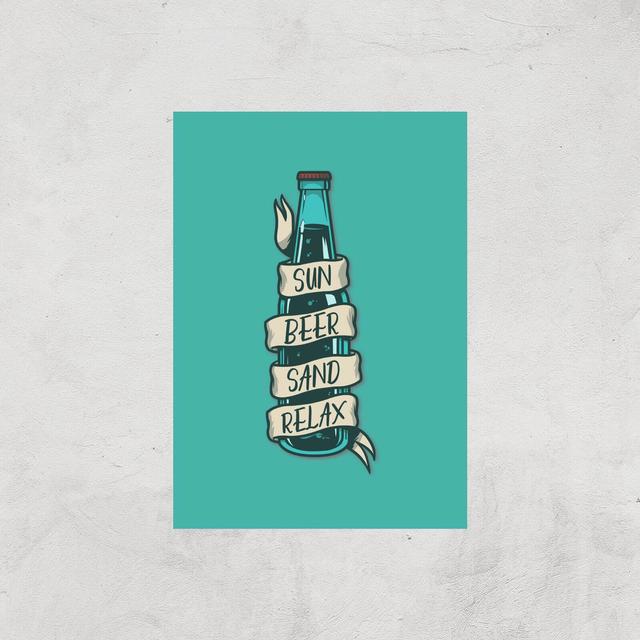 Sun Beer Sand Relax Art Print - A3 - Print Only on Productcaster.