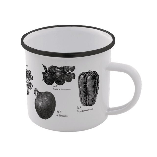 Vegetables Enamel Mug – White on Productcaster.