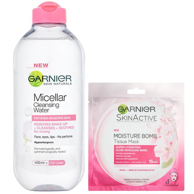 Garnier Micellar Water Sensitive Skin and Hydrating Moisture Bomb Face Sheet Mask Kit Exclusive on Productcaster.