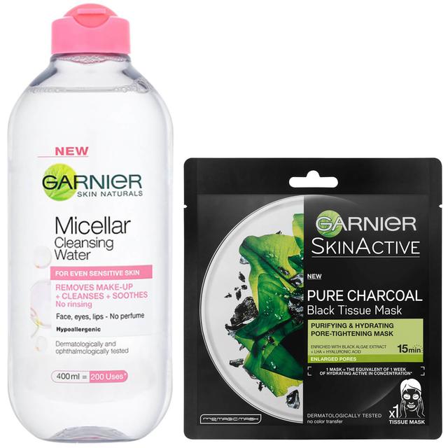 Garnier Micellar Water Sensitive Skin and Hydrating Face Sheet Mask for Enlarged Pores Kit Exclusive on Productcaster.