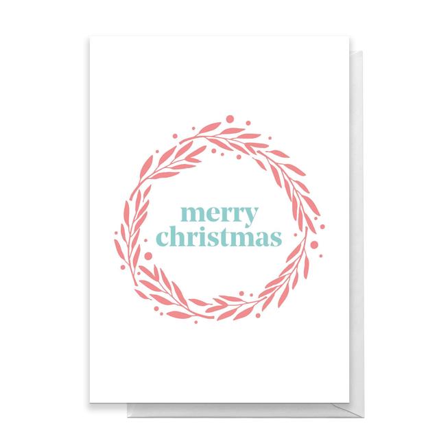 Merry Christmas Wreath Greetings Card - Large Card on Productcaster.