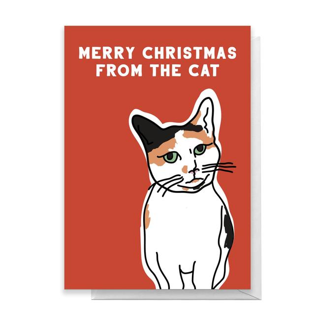 Merry Christmas From The Cat Greetings Card - Large Card on Productcaster.