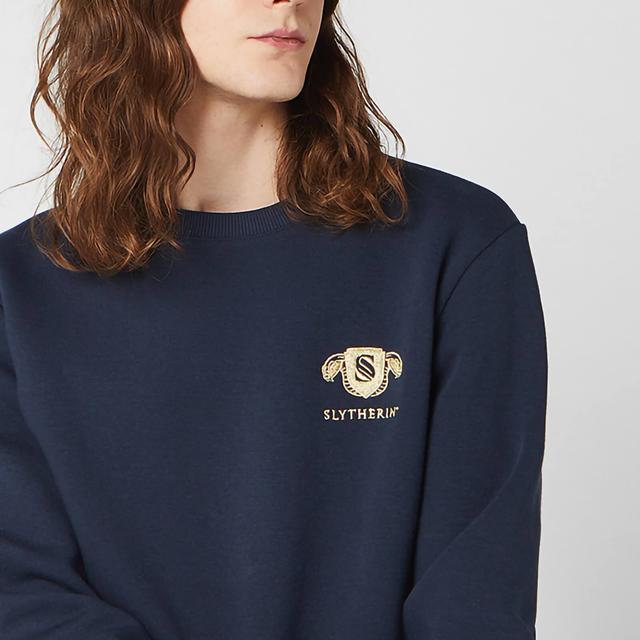 Harry Potter Slytherin Unisex Embroidered Sweatshirt - Navy - S on Productcaster.