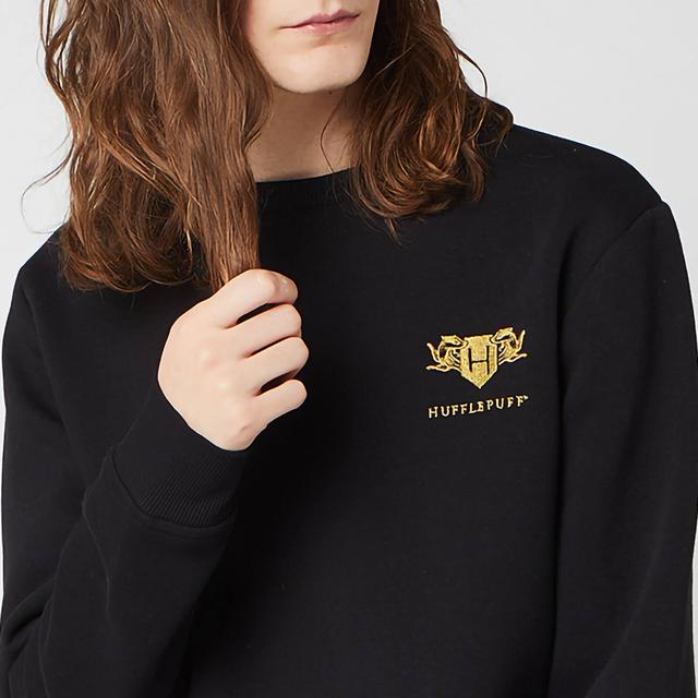 Harry Potter Hufflepuff Unisex Embroidered Sweatshirt - Black - L on Productcaster.