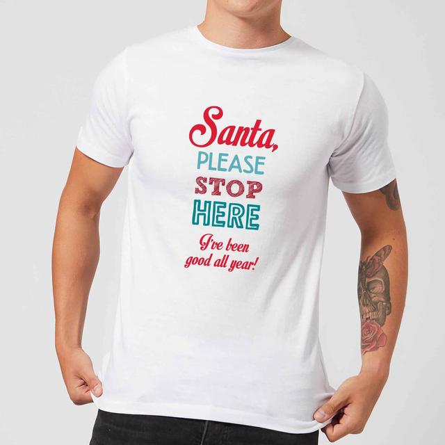 Stop here santa Men's T-Shirt - White - S - White on Productcaster.