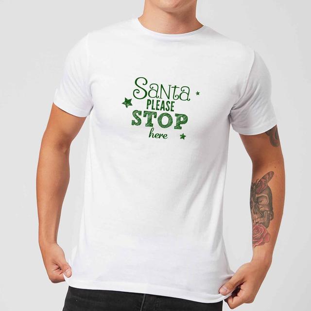 Santa Stop Men's T-Shirt - White - L - Weiß on Productcaster.