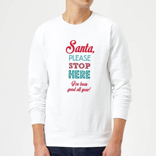 Stop here santa Sweatshirt - White - XXL - Weiß on Productcaster.