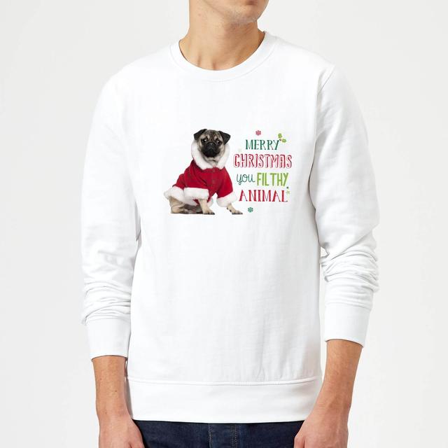 Christmas Pug Sweatshirt - White - XXL on Productcaster.