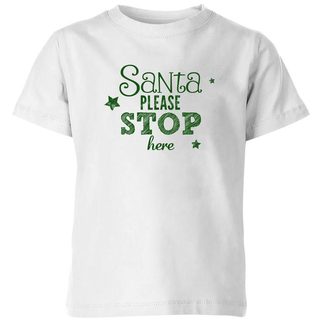 Santa Stop Kids' T-Shirt - White - 7-8 Jahre - Weiß on Productcaster.