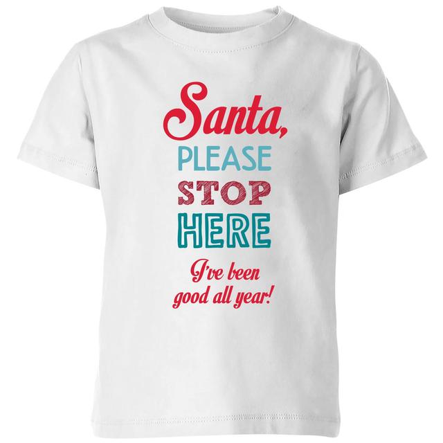 Stop here santa Kids' T-Shirt - White - 11-12 Jahre - Weiß on Productcaster.