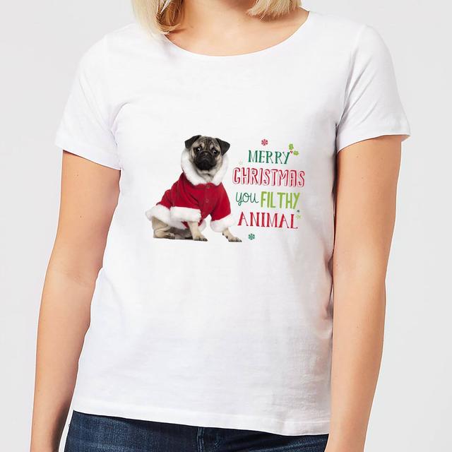 Christmas Pug Women's T-Shirt - White - M - Weiß on Productcaster.