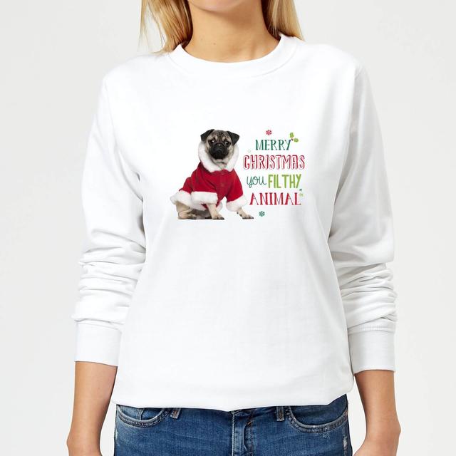 Christmas Pug Women's Jumper - White - XL on Productcaster.