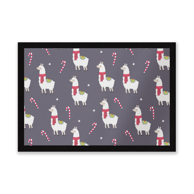 Llama Candy Cane Christmas Party Entrance Mat on Productcaster.