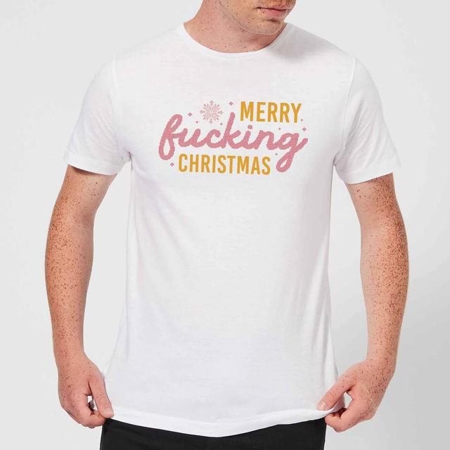 Cross Stitch Merry Fucking Christmas Men's T-Shirt - White - 5XL - Weiß on Productcaster.