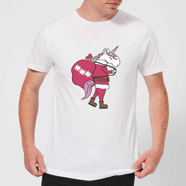 Unicorn Santa Men's T-Shirt - White - XL - Weiß on Productcaster.