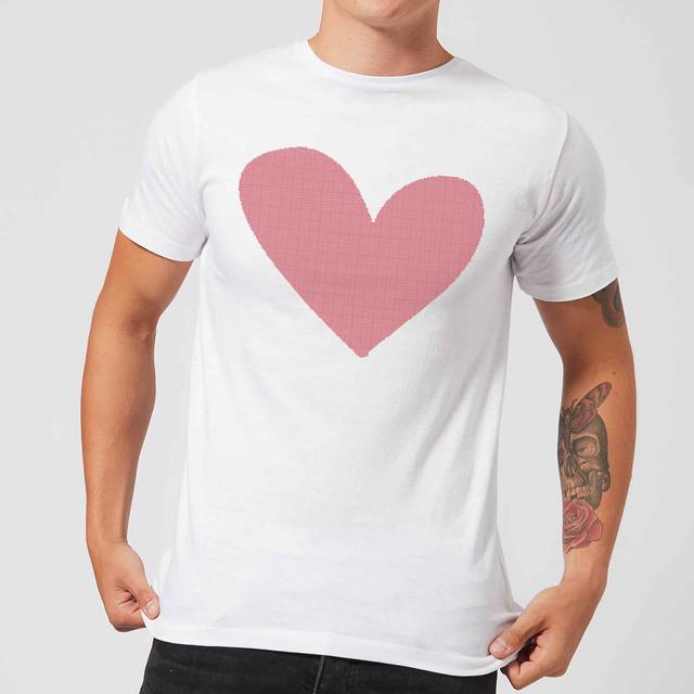 Cross Stitch Heart Men's T-Shirt - White - S - Weiß on Productcaster.