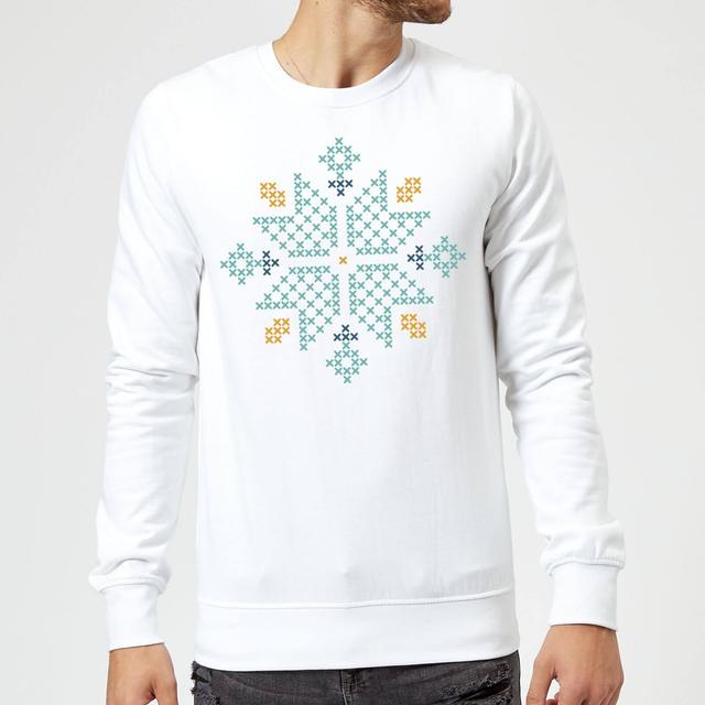 Cross Stitch Snow Flake Sweatshirt - White - L - Weiß on Productcaster.