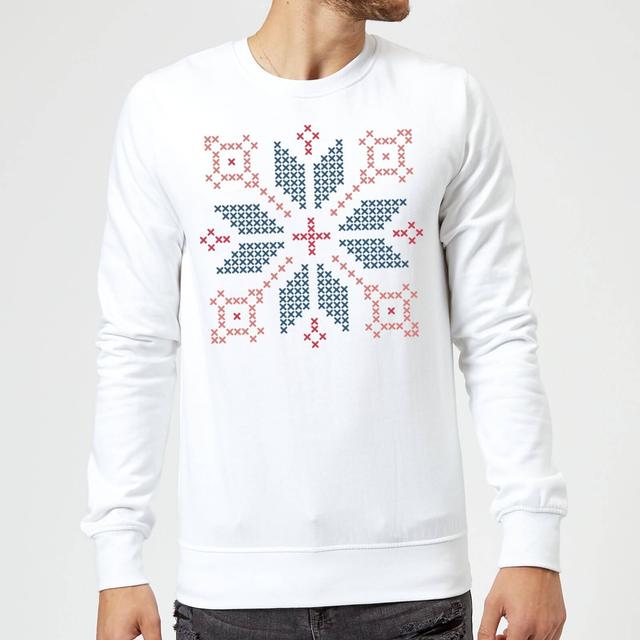 Cross Stitch Festive Shape Sweatshirt - White - XXL - Weiß on Productcaster.