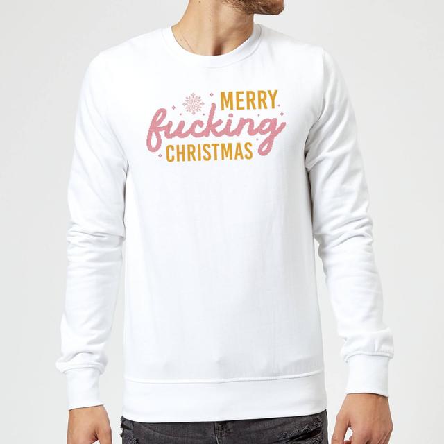 Cross Stitch Merry Fucking Christmas Sweatshirt - White - M - Weiß on Productcaster.