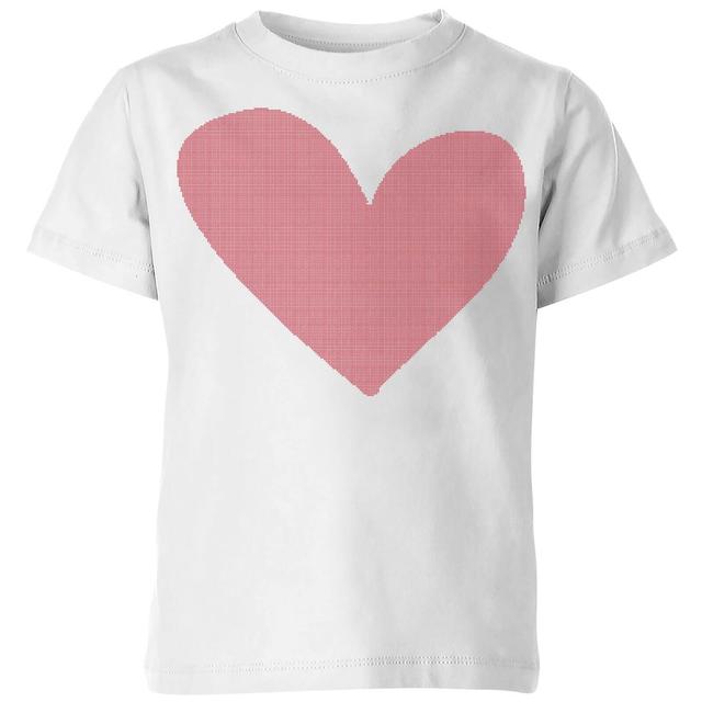 Cross Stitch Heart Kids' T-Shirt - White - 5-6 Jahre - Weiß on Productcaster.