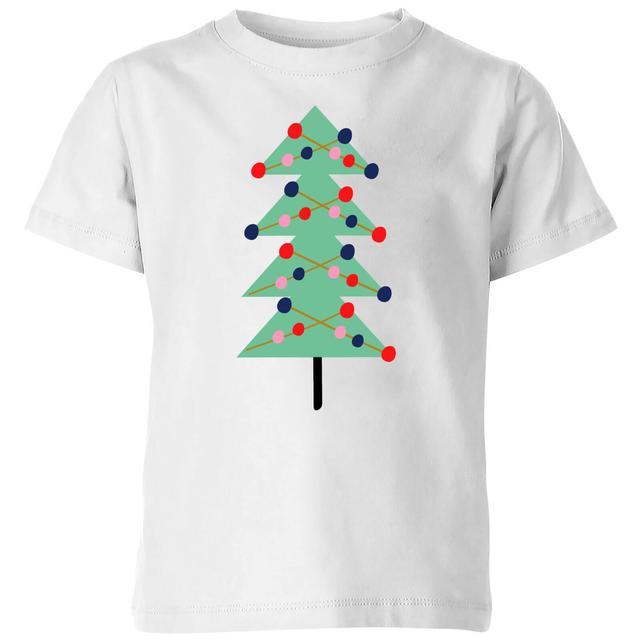 Christmas Tree With Lights Kids' T-Shirt - White - 5-6 Jahre - Weiß on Productcaster.