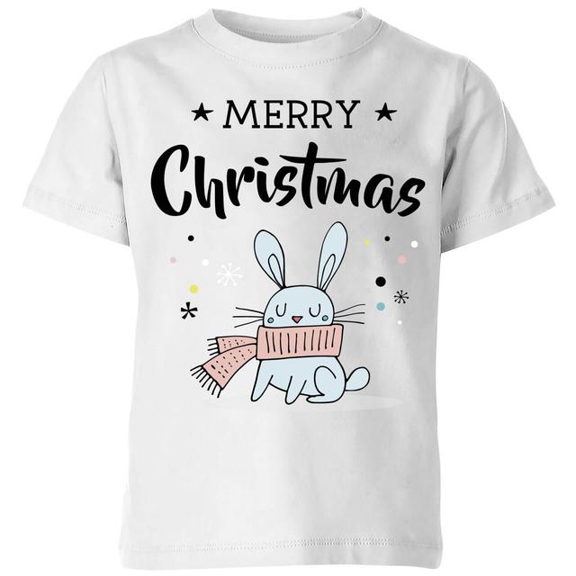 Merry Christmas Rabbit Kids' T-Shirt - White - 3-4 Jahre - Weiß on Productcaster.