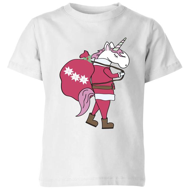 Unicorn Santa Kids' T-Shirt - White - 5-6 Jahre - Weiß on Productcaster.