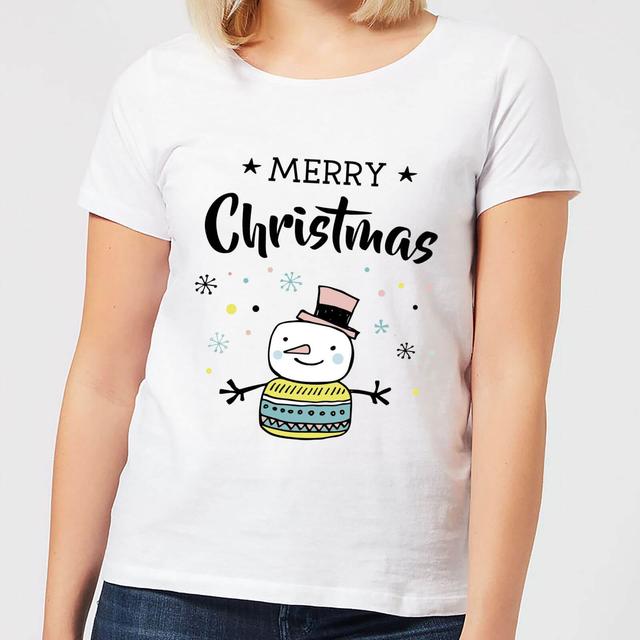 Merry Christmas Snowman Women's T-Shirt - White - M - Weiß on Productcaster.