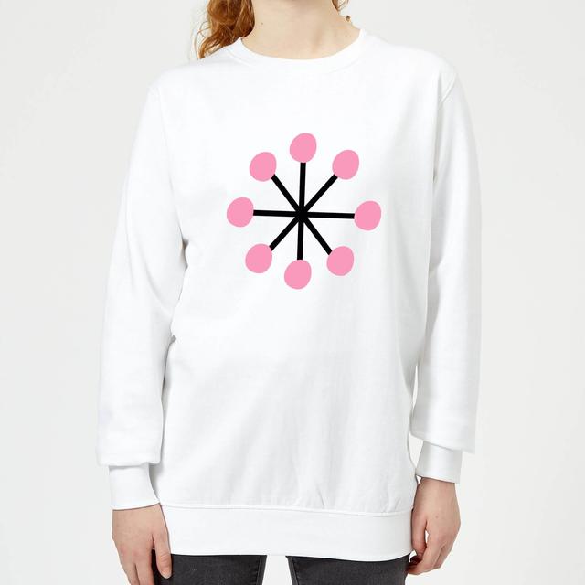 Pink Snowflake Women's Sweatshirt - White - M - Weiß on Productcaster.