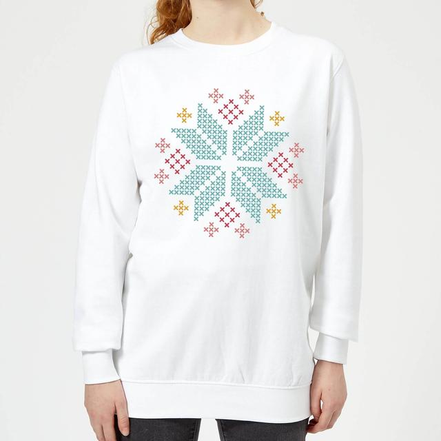 Cross Stitch Festive Snowflake Women's Sweatshirt - White - L - Weiß on Productcaster.