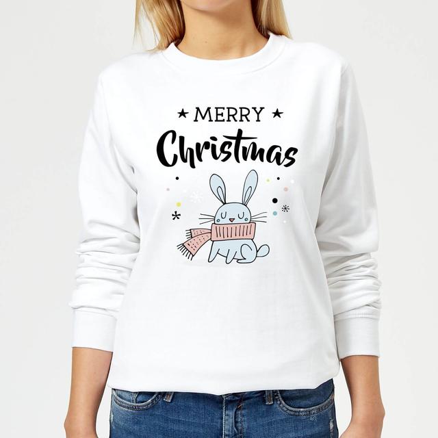 Merry Christmas Rabbit Women's Sweatshirt - White - S on Productcaster.