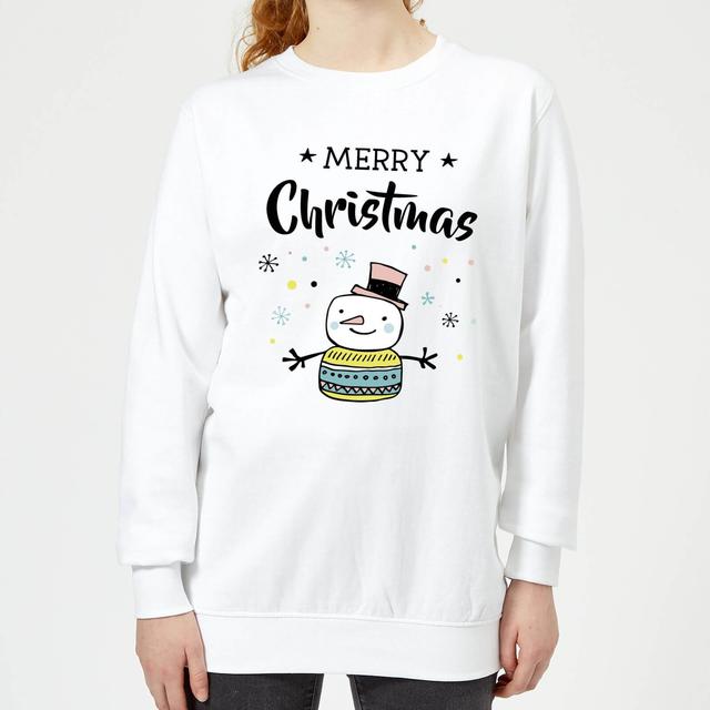 Merry Christmas Snowman Women's Sweatshirt - White - XL - Weiß on Productcaster.