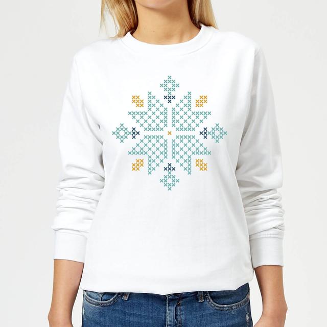 Cross Stitch Snow Flake Women's Sweatshirt - White - M - Weiß on Productcaster.