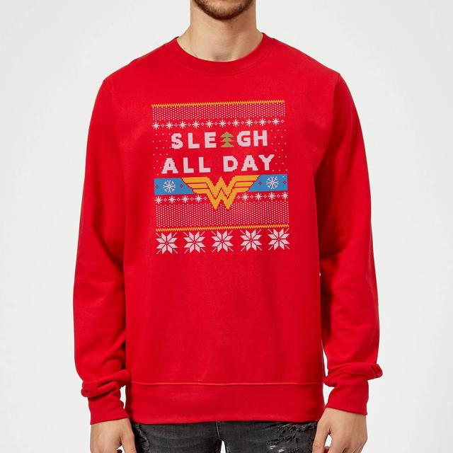 Wonder Woman 'Sleigh All Day Christmas Jumper - Red - XL on Productcaster.